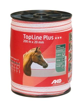 Ruban de clôture AKO TOPLine 200 m 20mm blanc et rouge